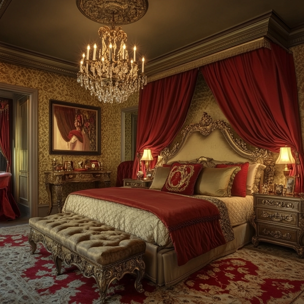 red and beige bedroom ideas 72