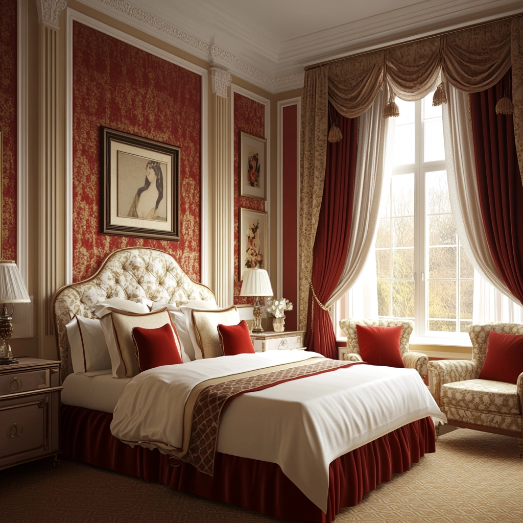 red and beige bedroom ideas 77
