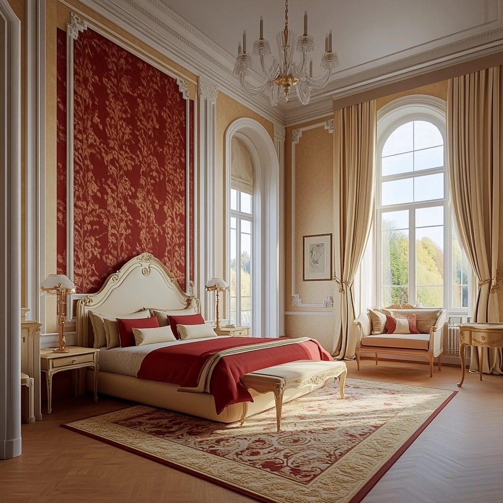 red and beige bedroom ideas 78