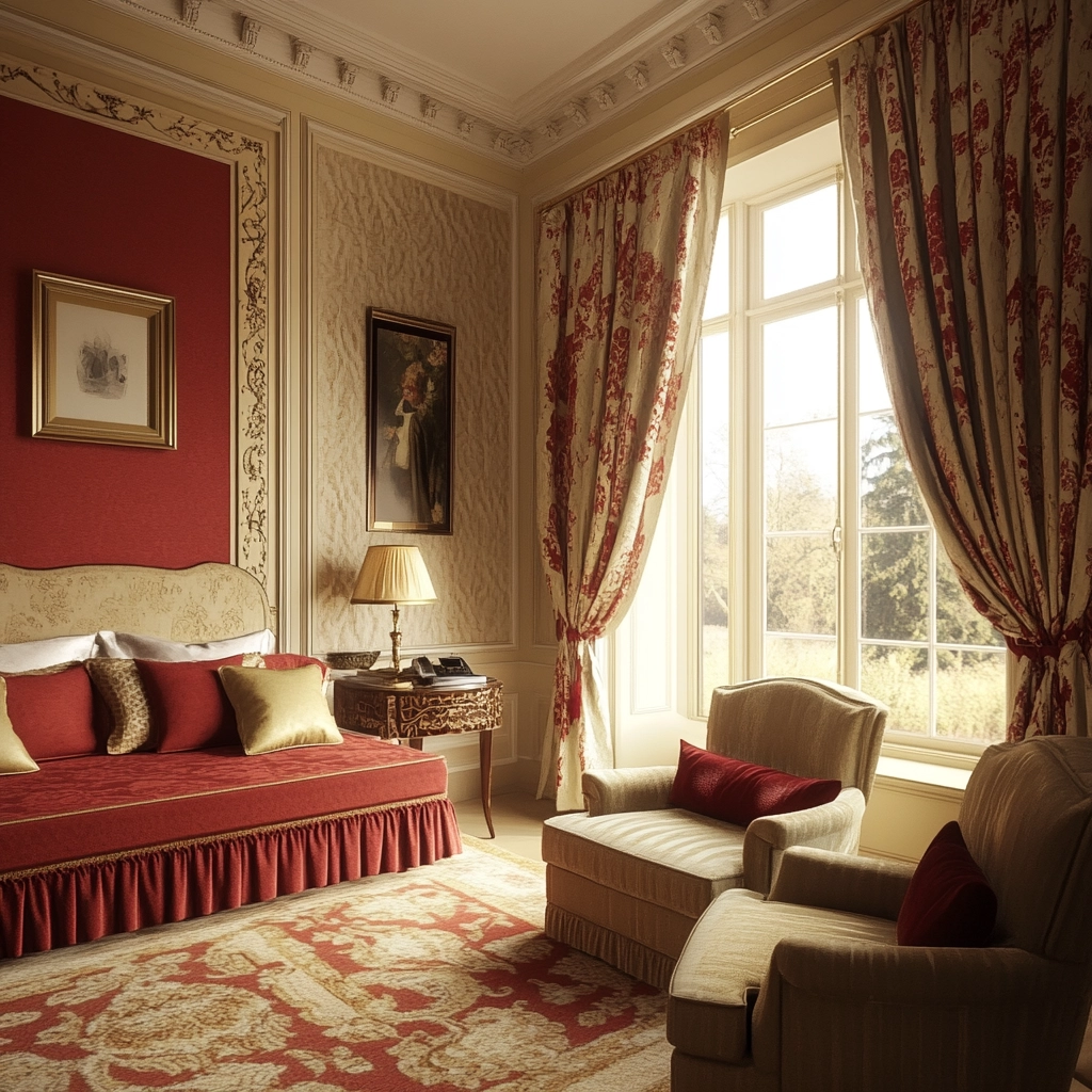 red and beige bedroom ideas 79