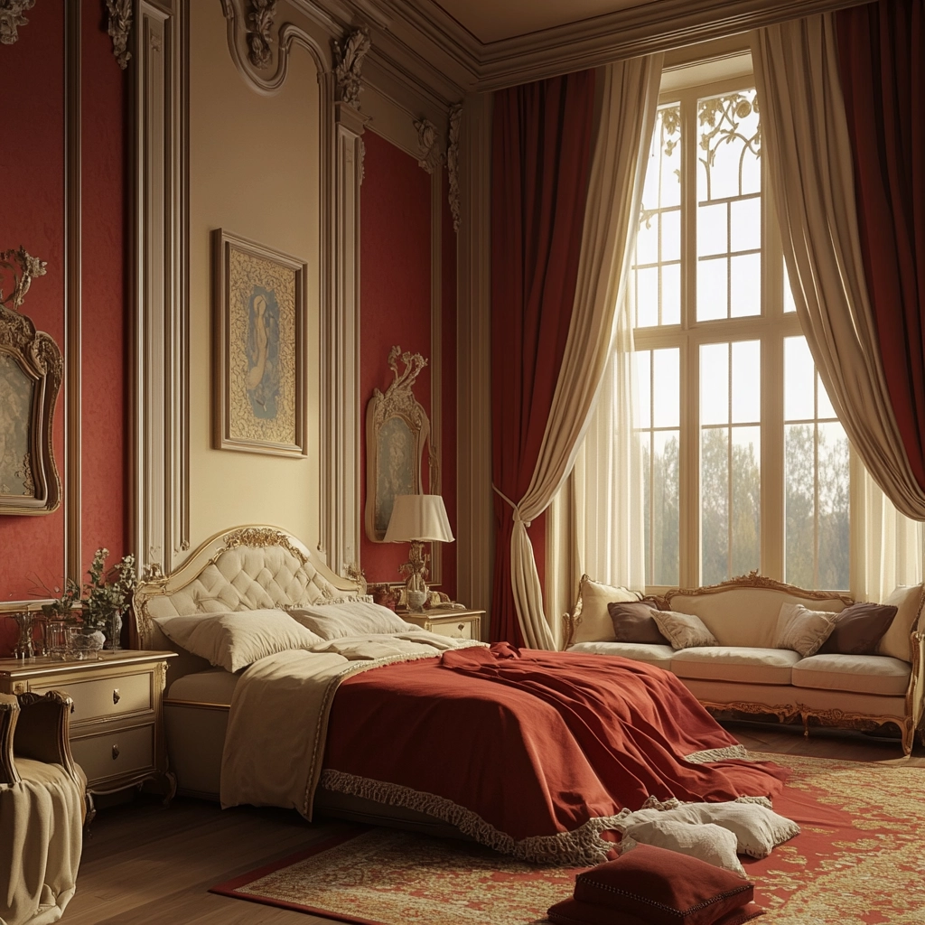red and beige bedroom ideas 80