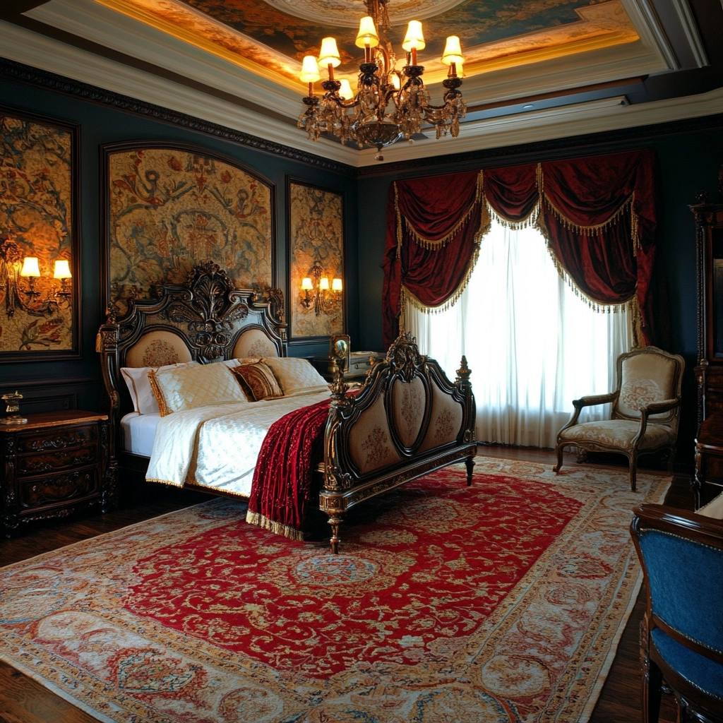 red persian rug bedroom 11