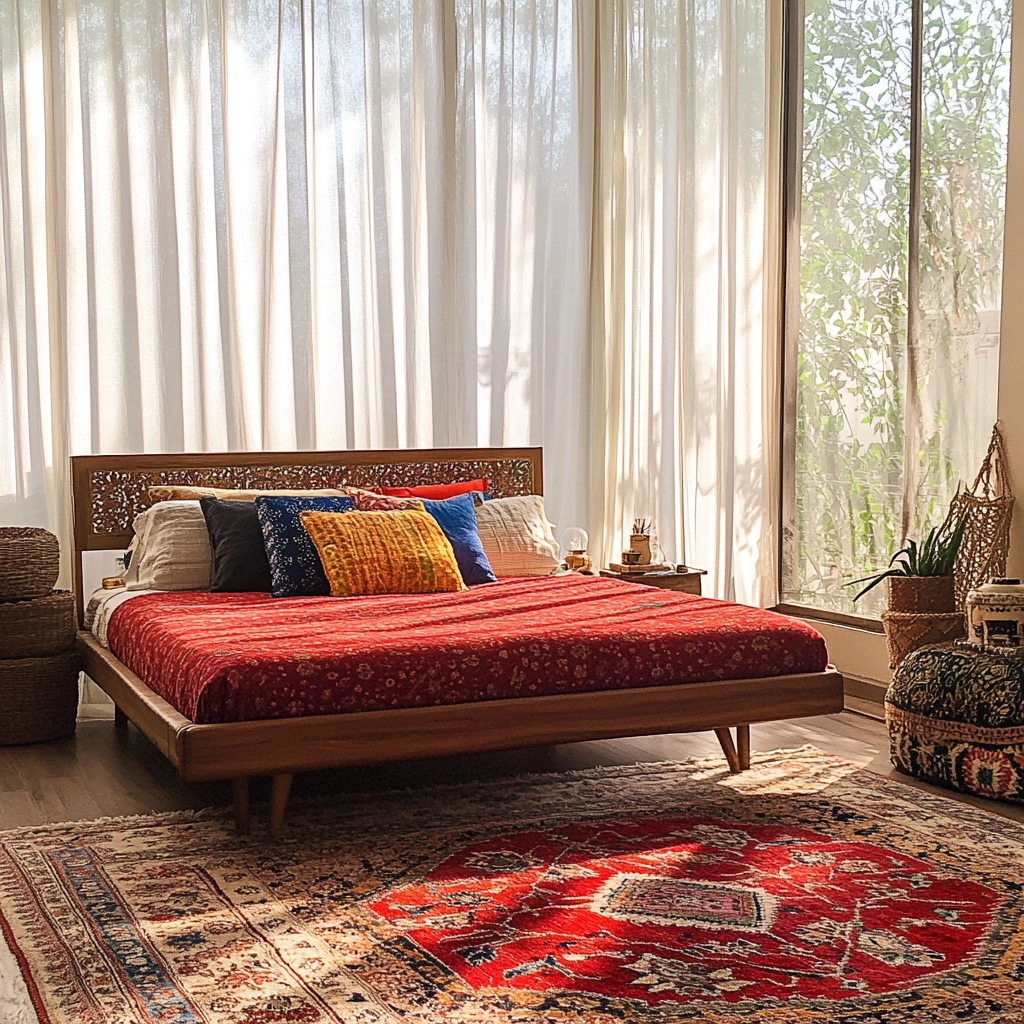 red persian rug bedroom 2
