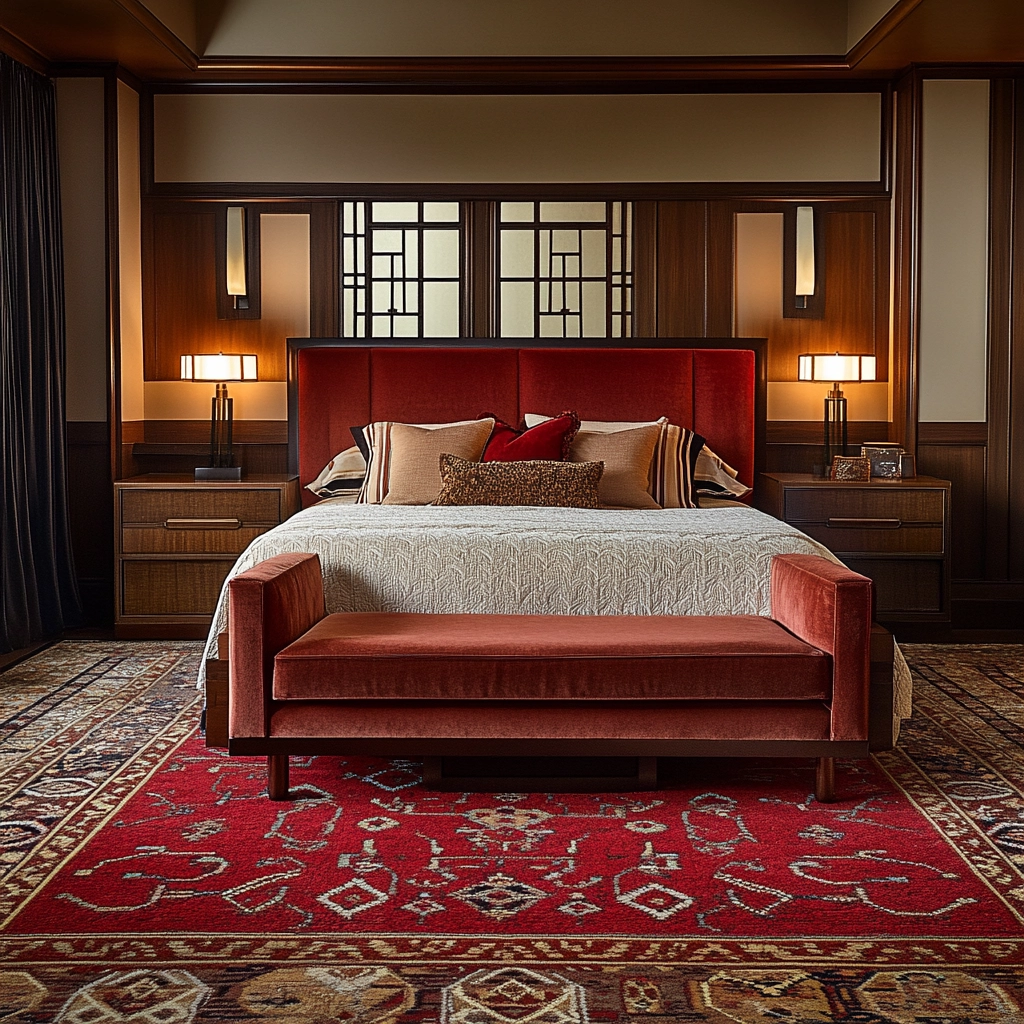 red persian rug bedroom 30