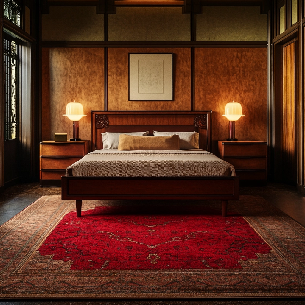 red persian rug bedroom 31