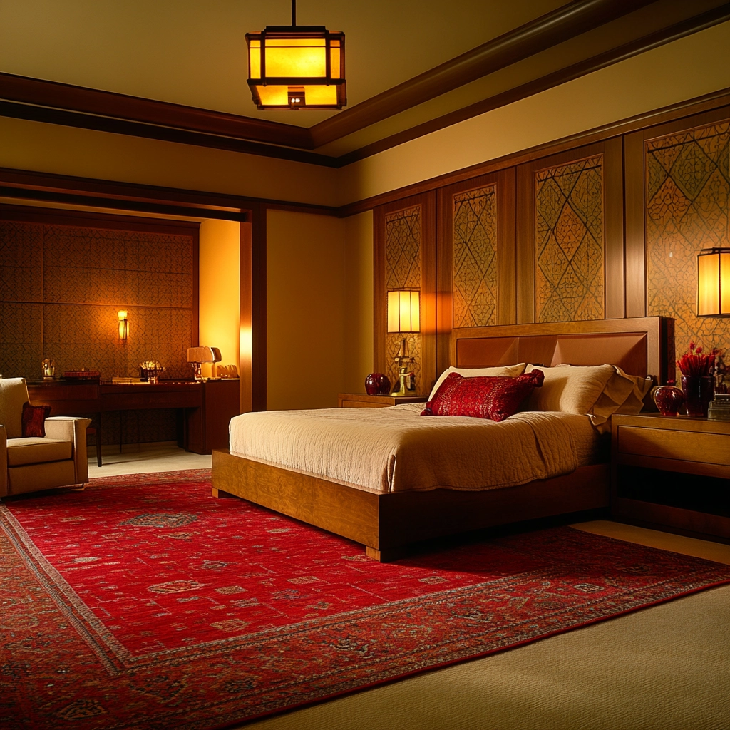 red persian rug bedroom 32
