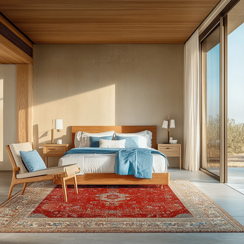 red persian rug bedroom 33