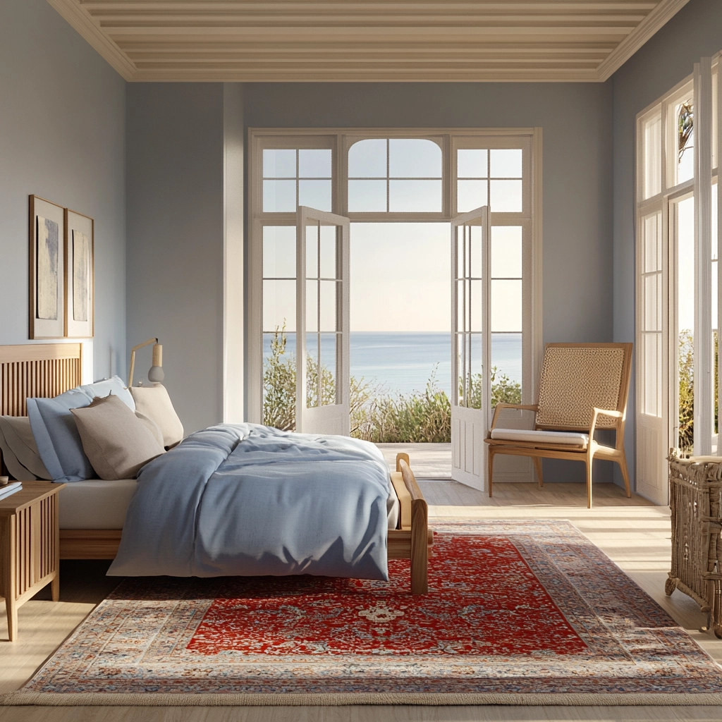 red persian rug bedroom 34