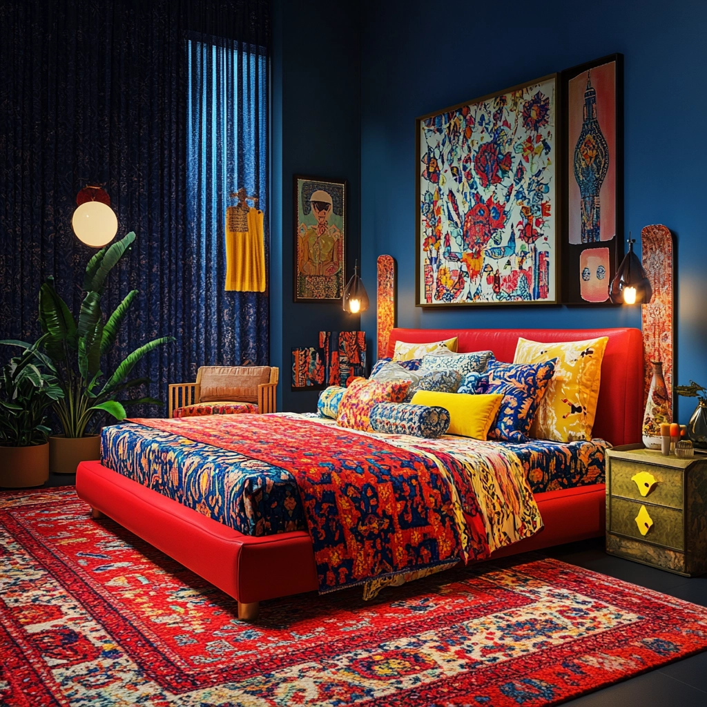 red persian rug bedroom 37