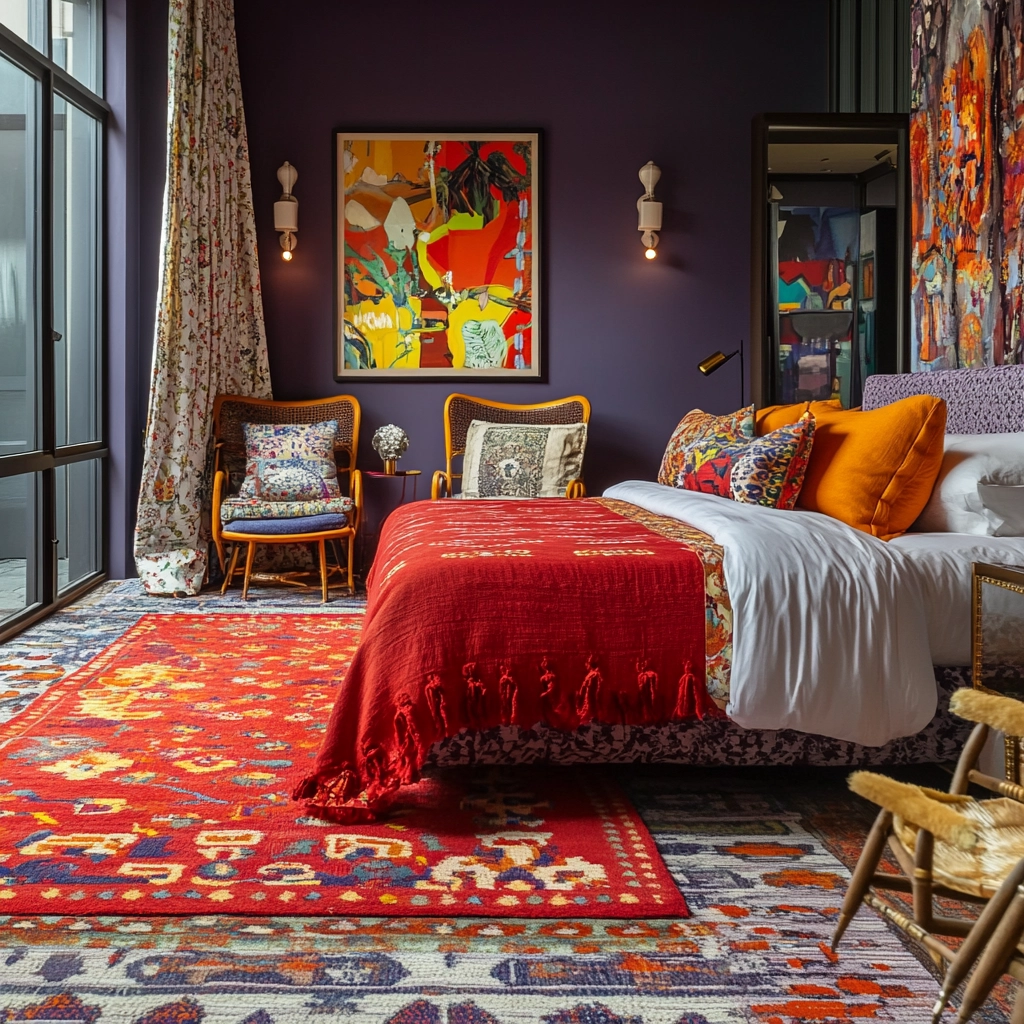red persian rug bedroom 39