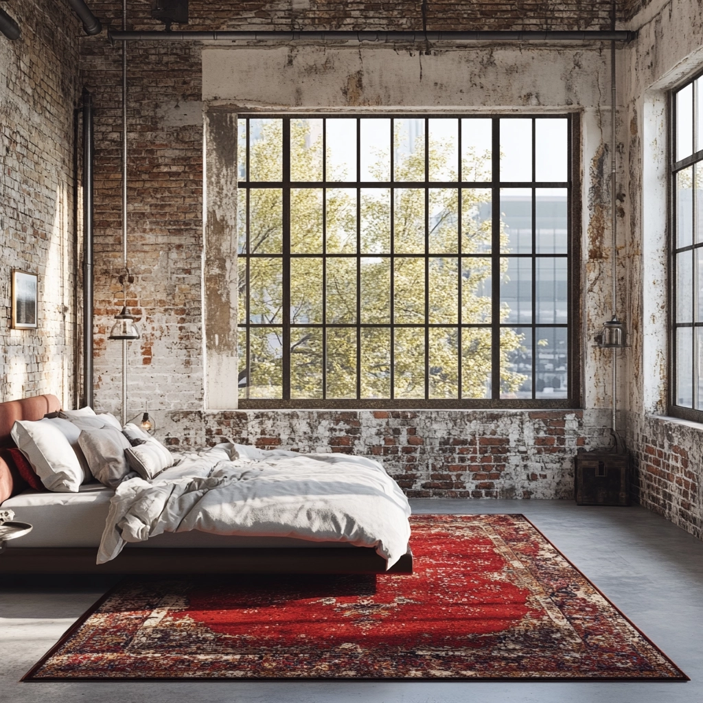red persian rug bedroom 42