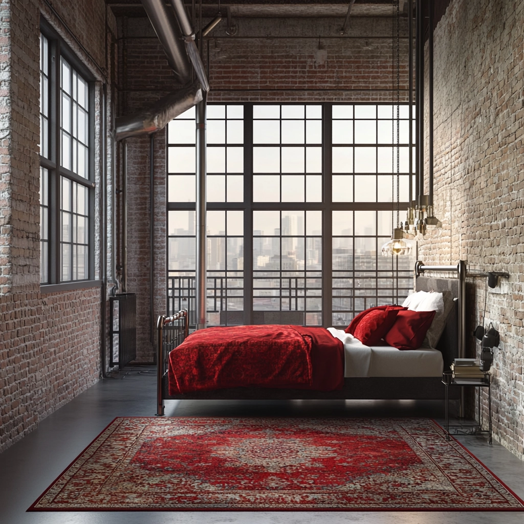red persian rug bedroom 43
