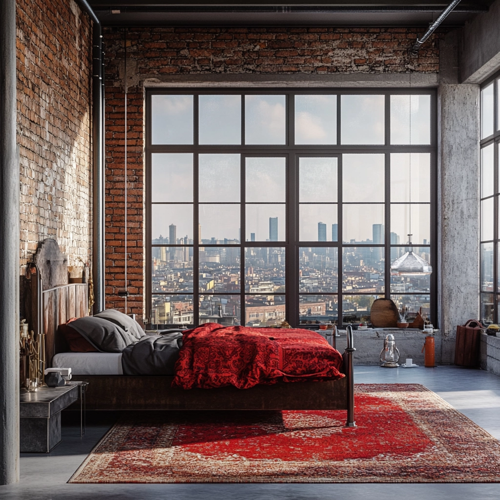 red persian rug bedroom 44