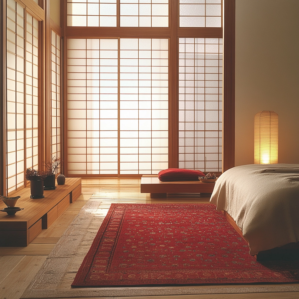 red persian rug bedroom 48