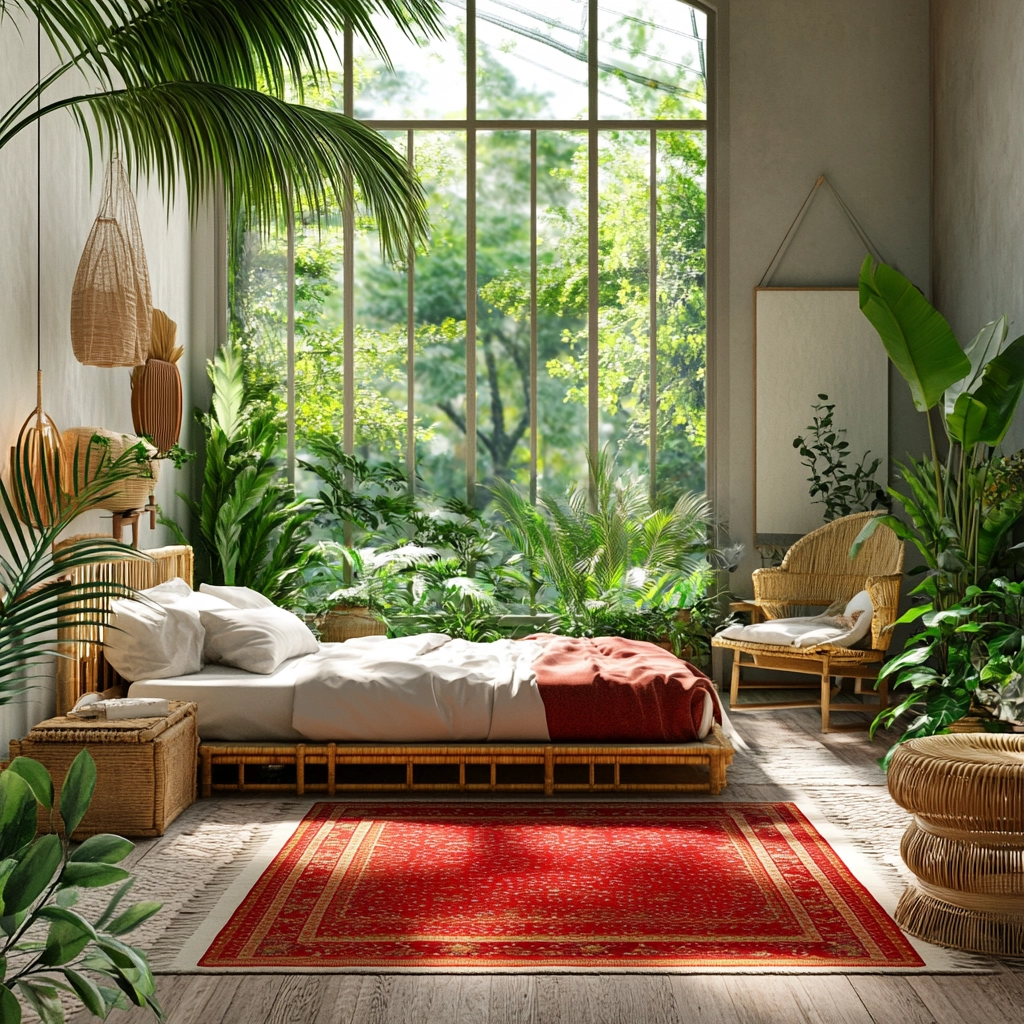 red persian rug bedroom 49
