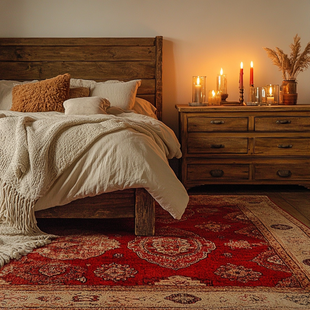 red persian rug bedroom 53