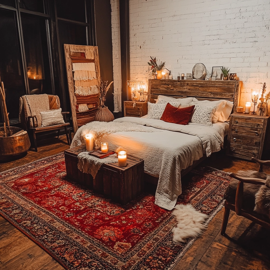 red persian rug bedroom 54