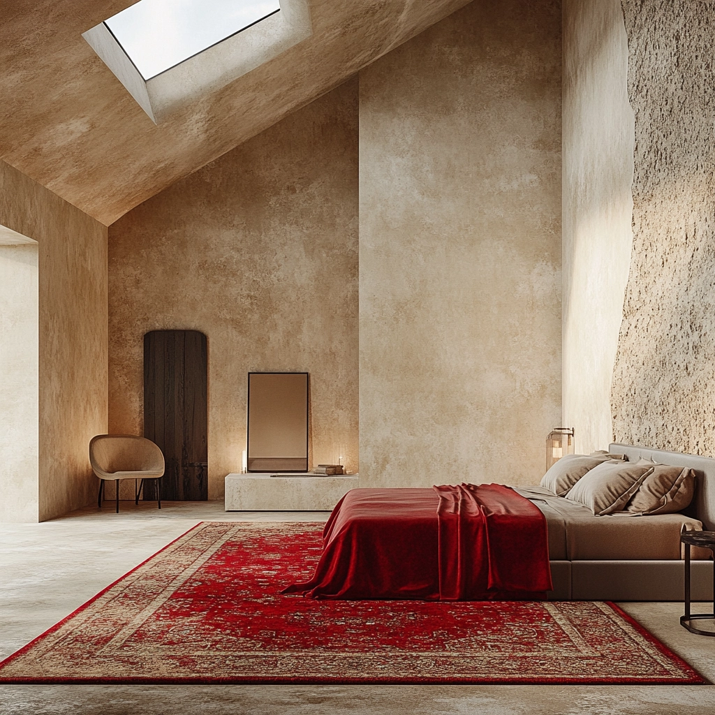 red persian rug bedroom 59