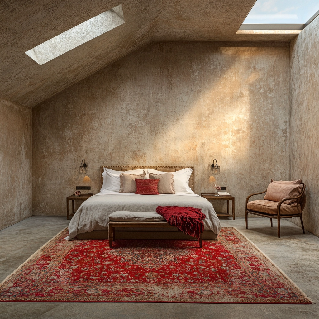 red persian rug bedroom 60
