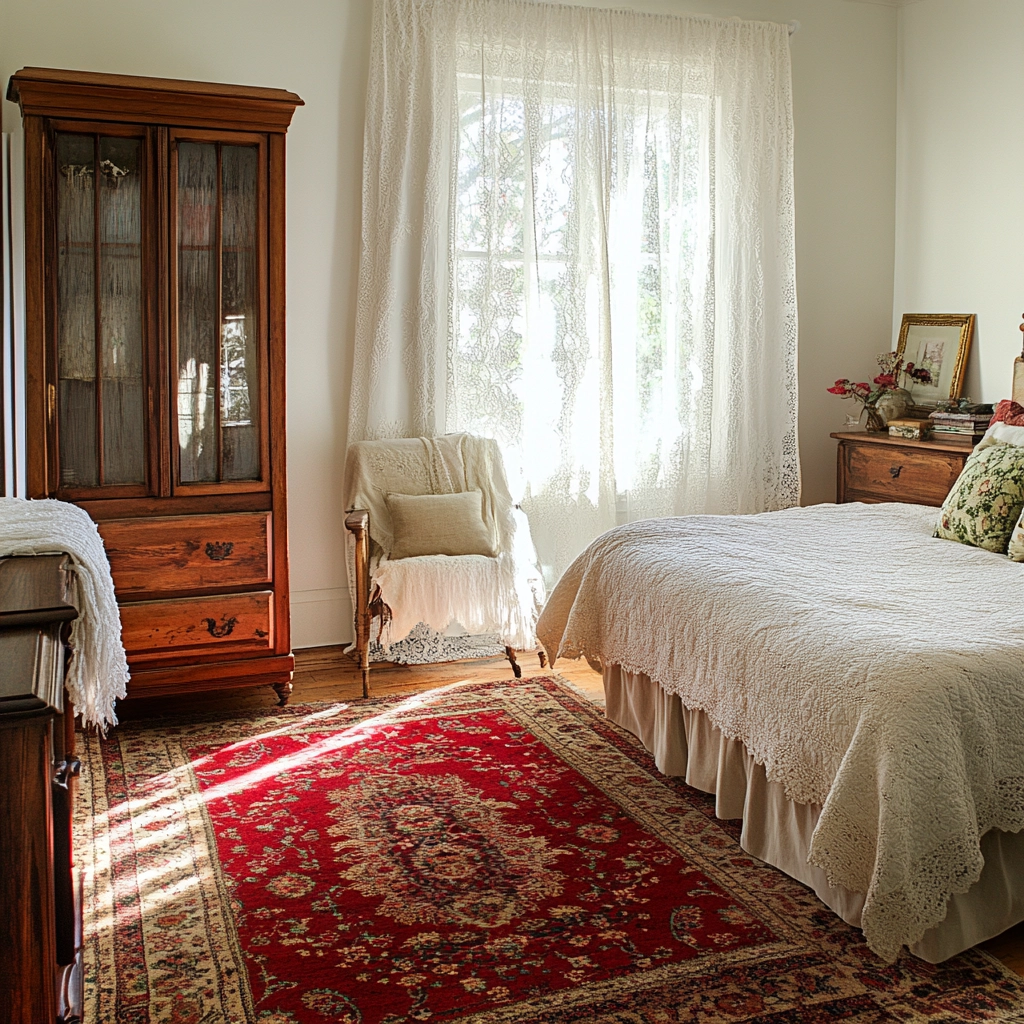 red persian rug bedroom 64
