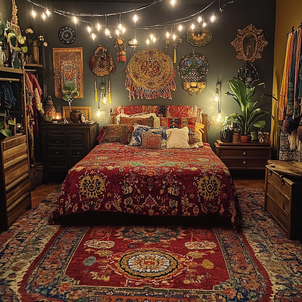red persian rug bedroom 66