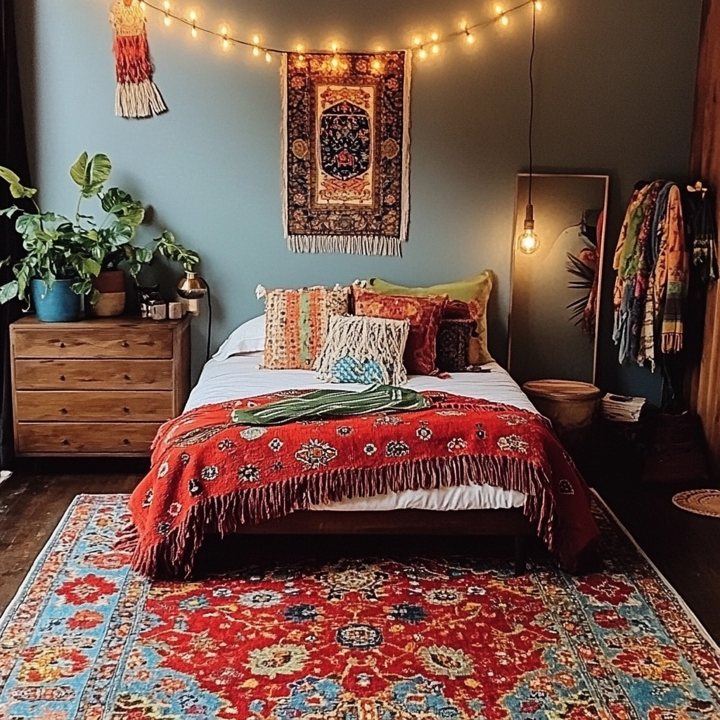 red persian rug bedroom 68