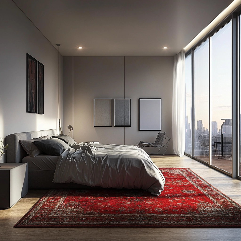 red persian rug bedroom 72