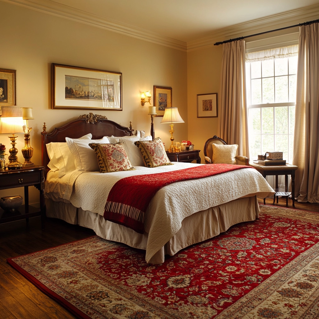 red persian rug bedroom 75