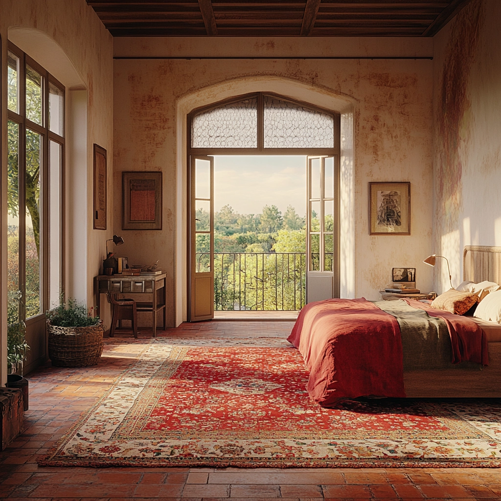 red persian rug bedroom 77