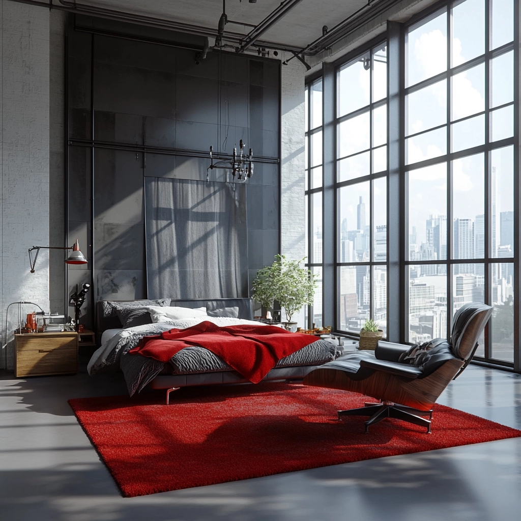 red rug bedroom 23