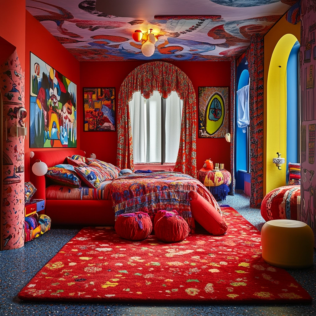red rug bedroom 25