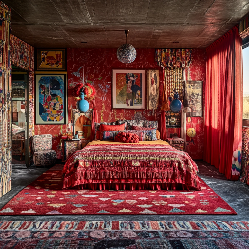 red rug bedroom 26