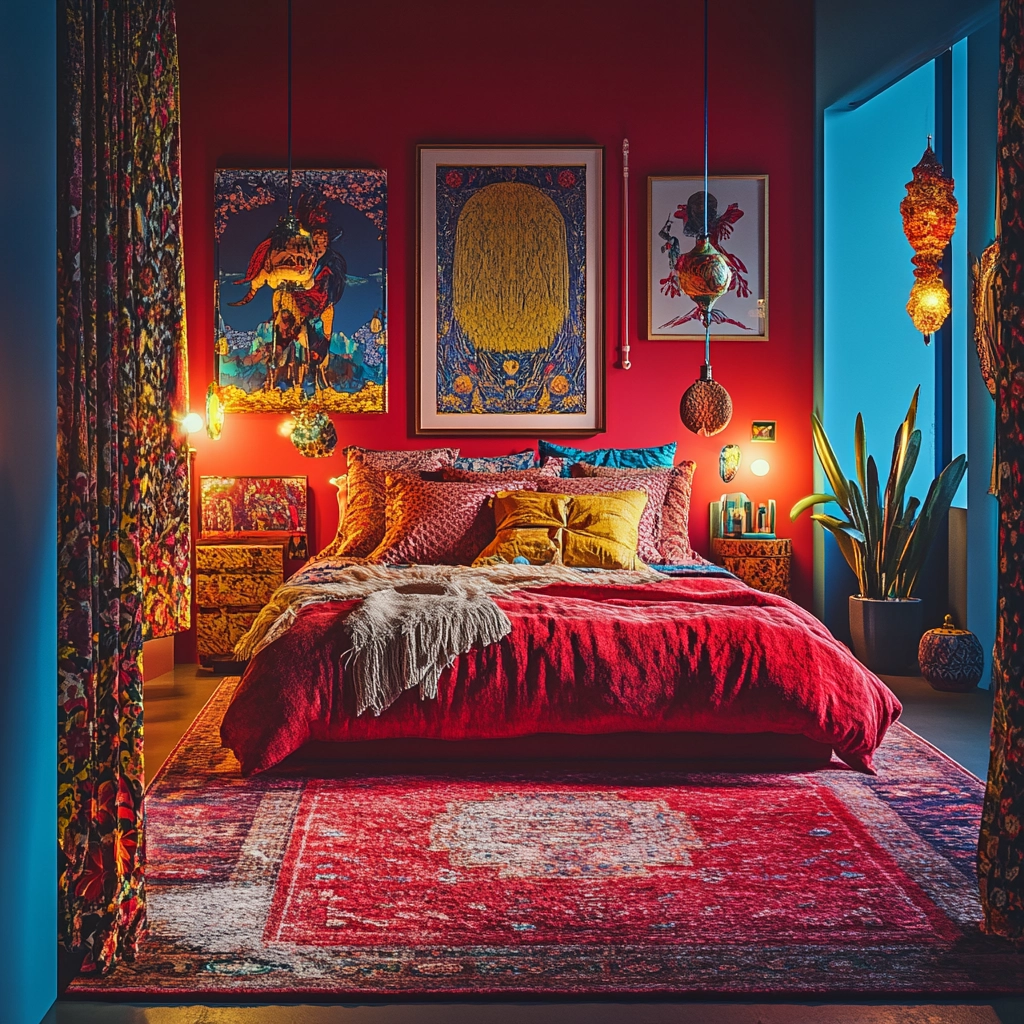 red rug bedroom 27