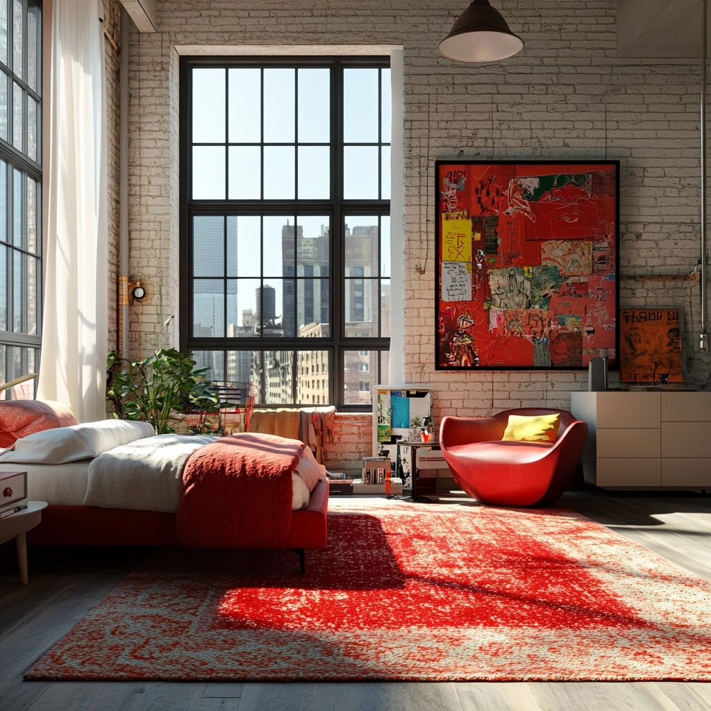 red rug bedroom 29