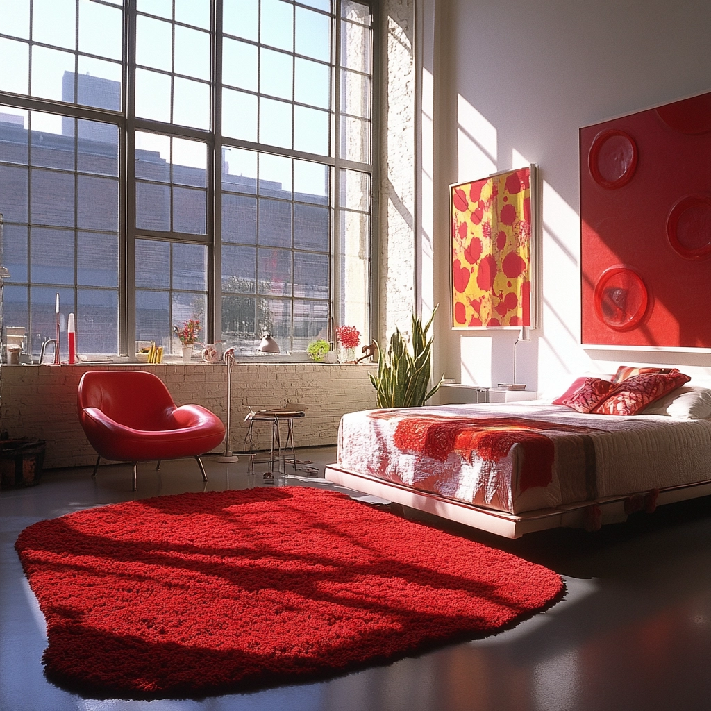 red rug bedroom 30