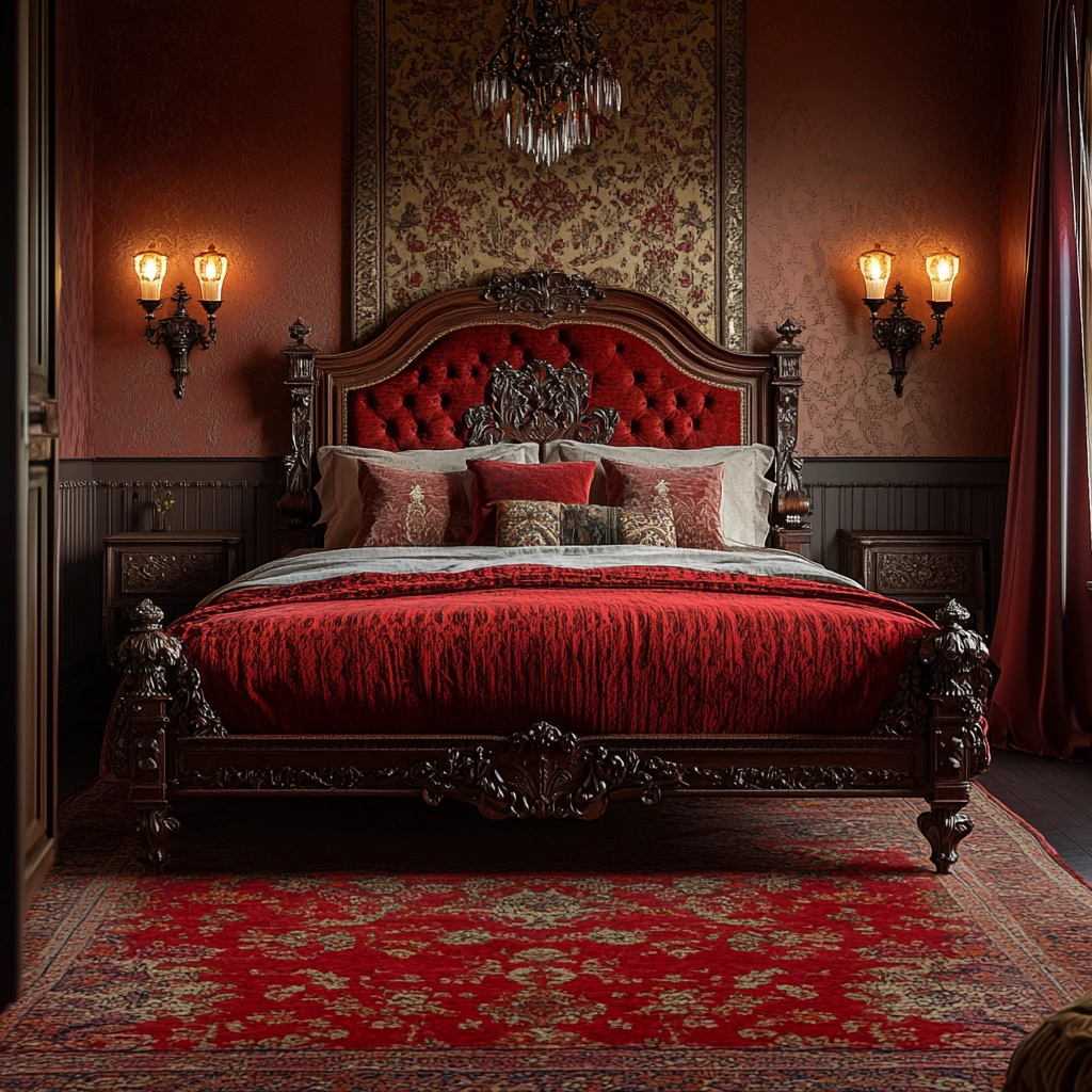 red rug bedroom 33