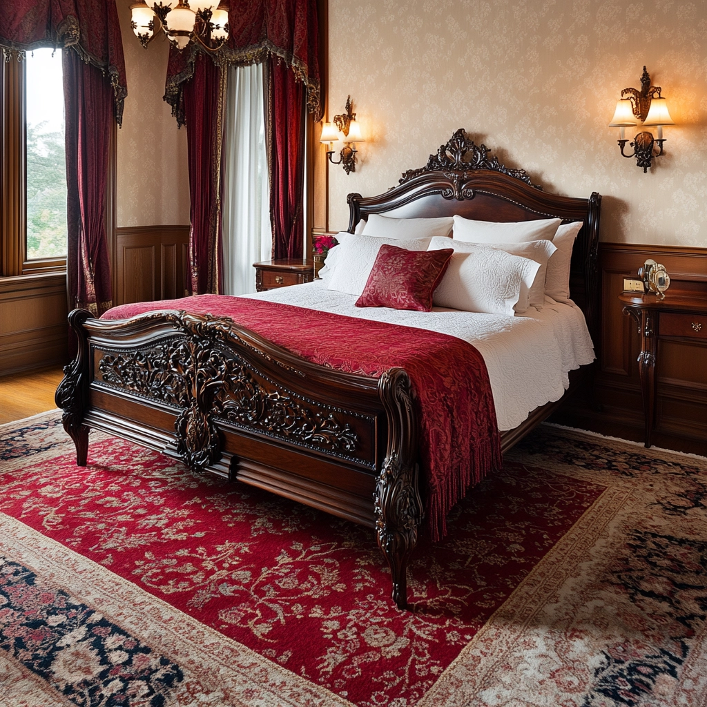 red rug bedroom 34