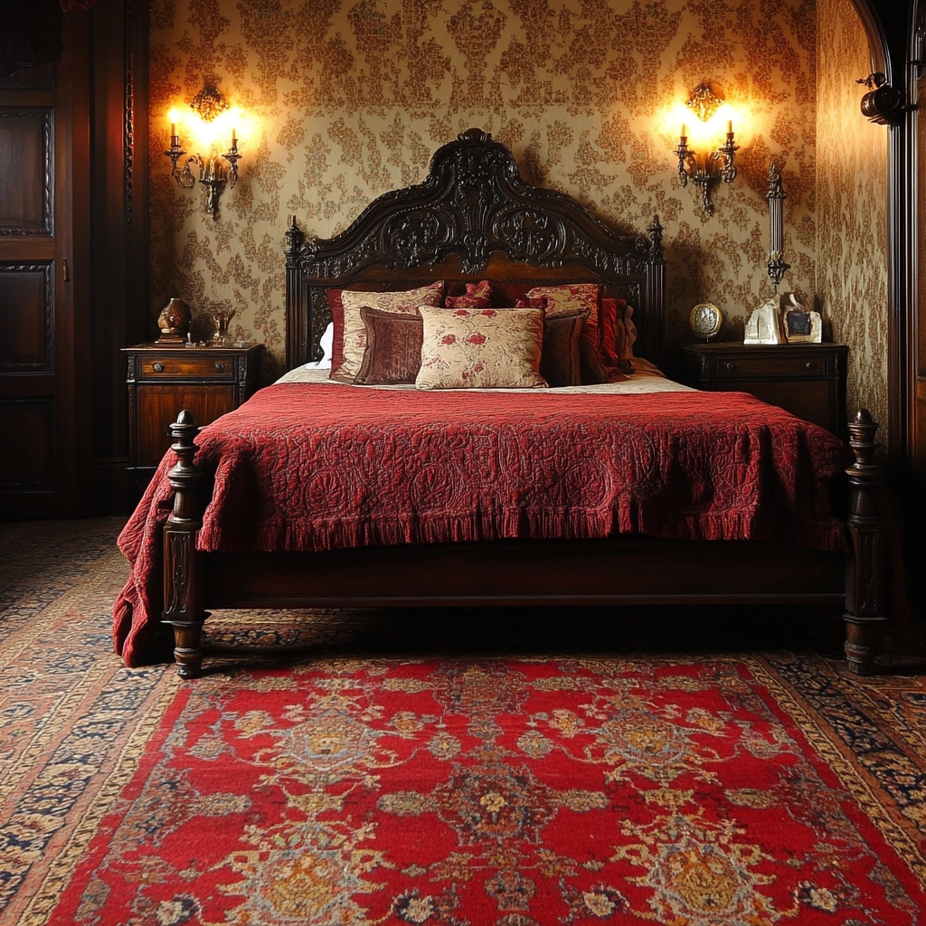red rug bedroom 35