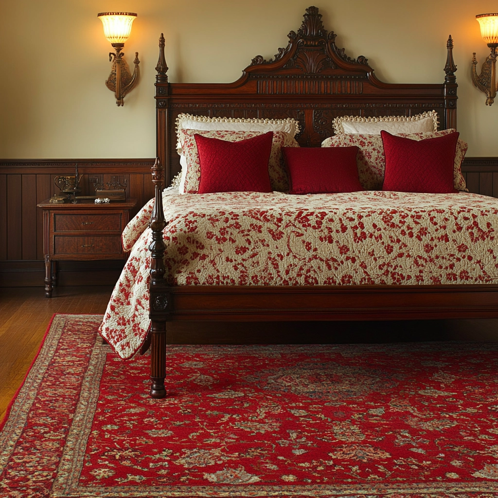 red rug bedroom 36