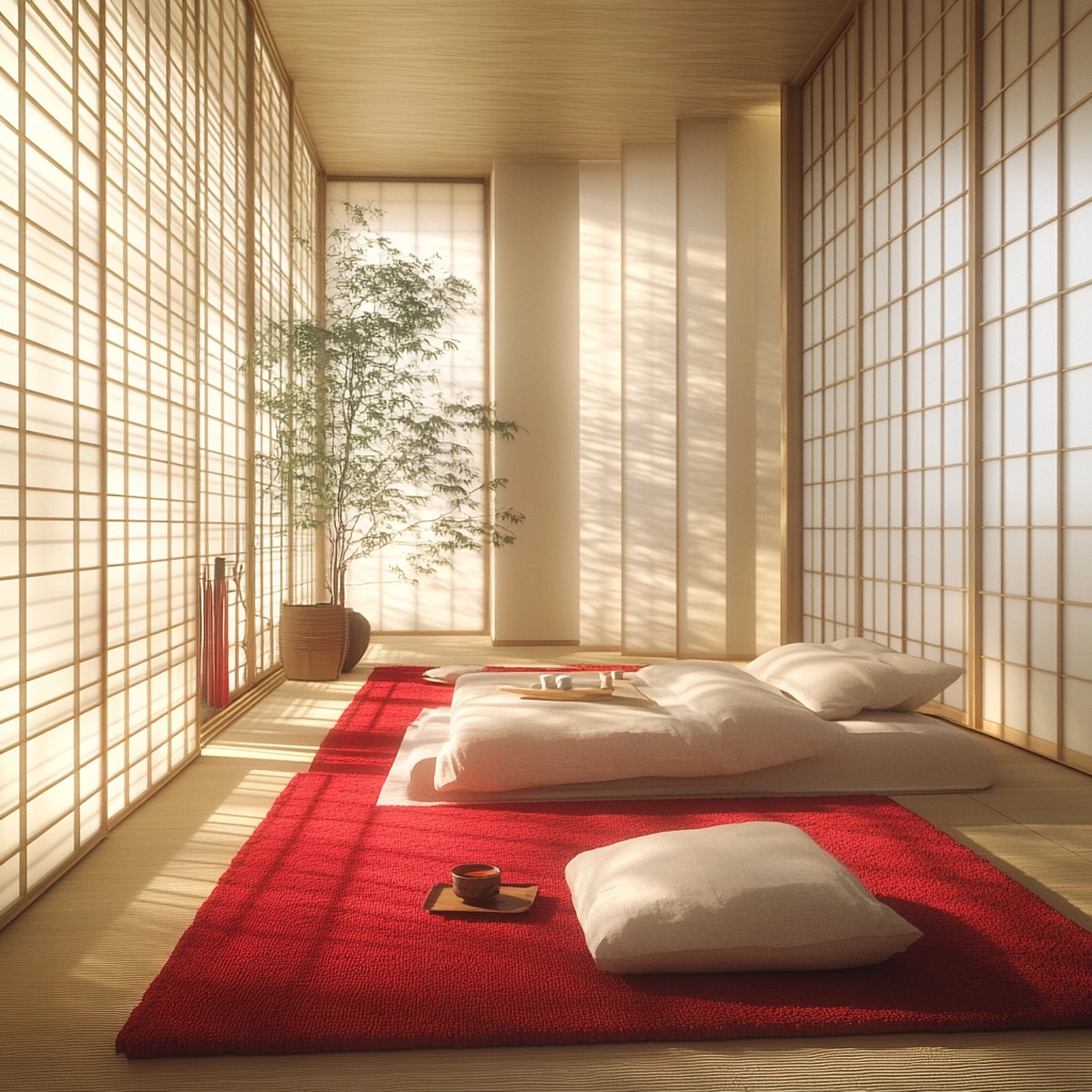 red rug bedroom 37