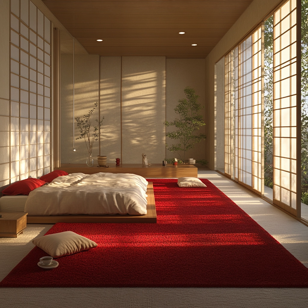 red rug bedroom 38