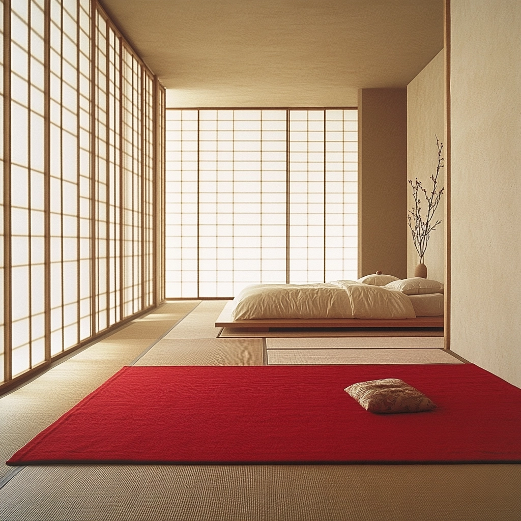 red rug bedroom 39