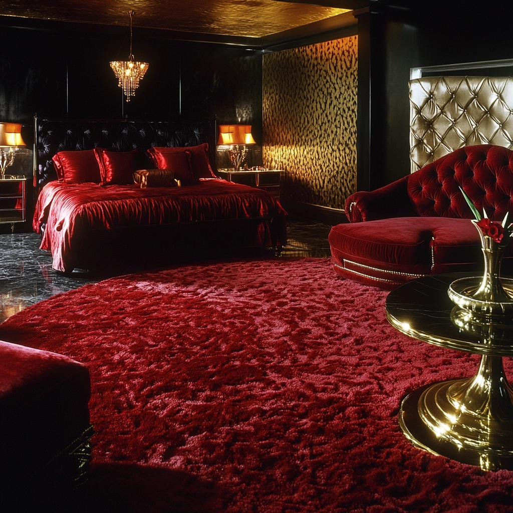 red rug bedroom 42