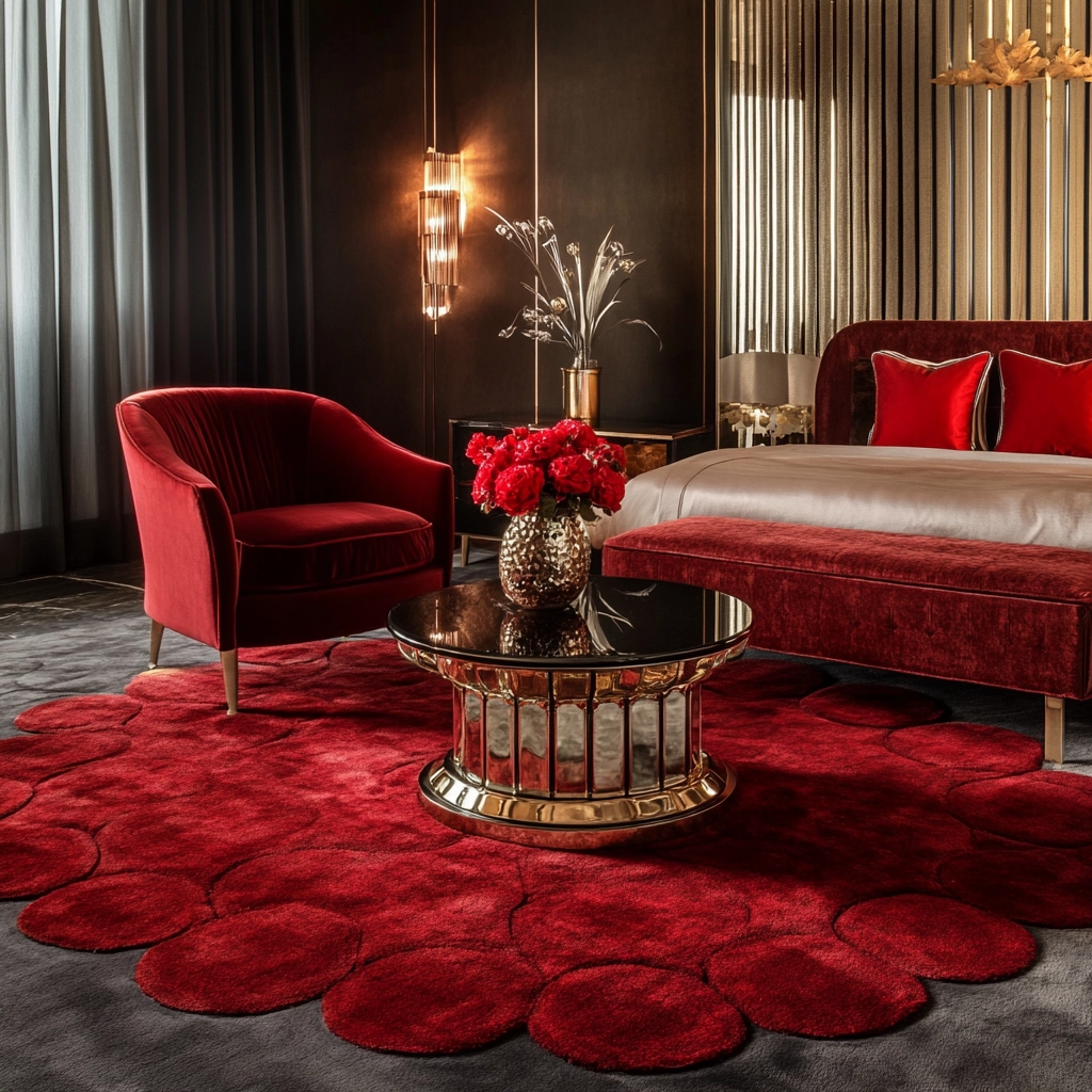 red rug bedroom 44