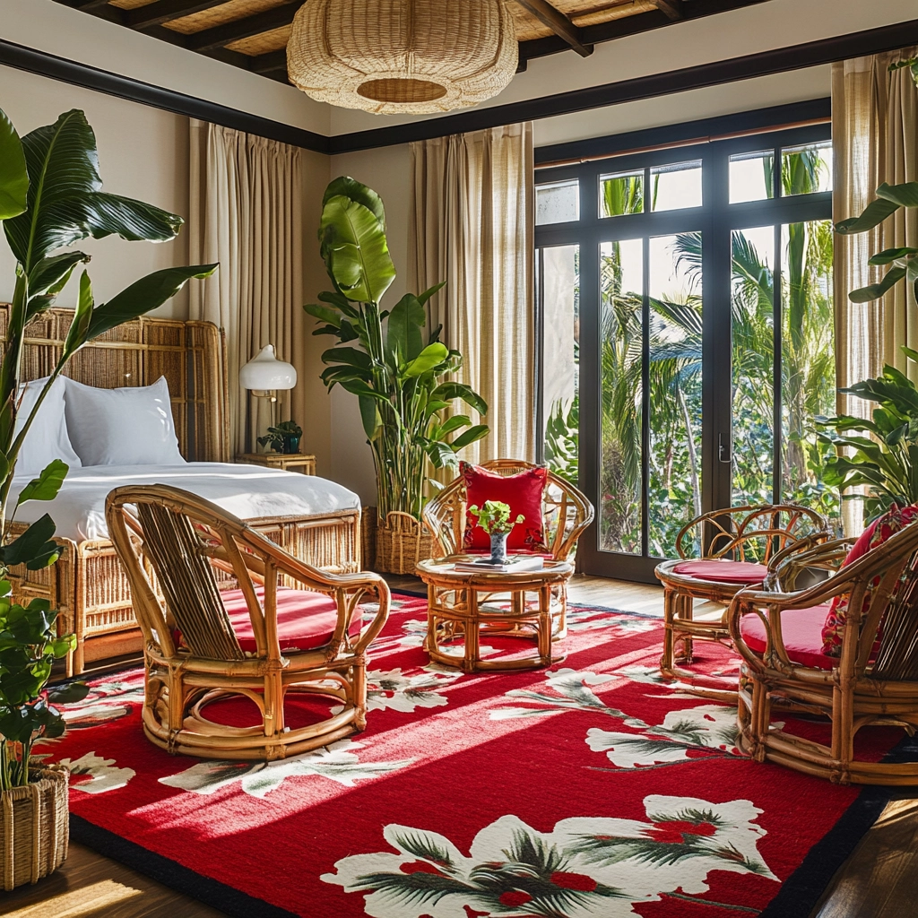 red rug bedroom 47