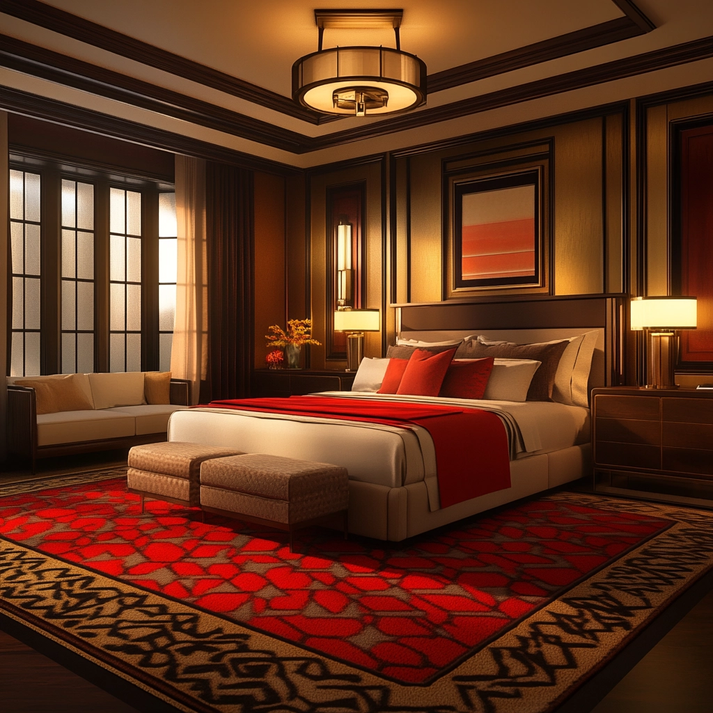 red rug bedroom 49