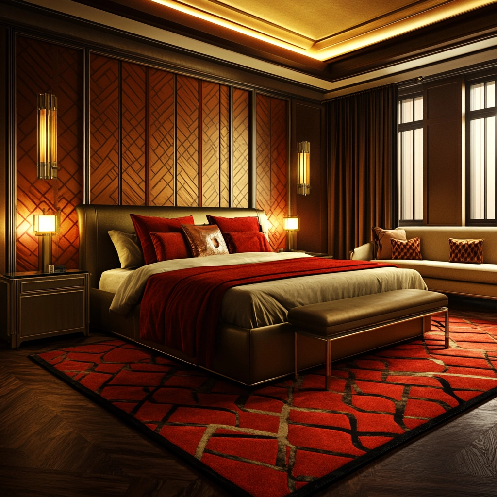 red rug bedroom 51