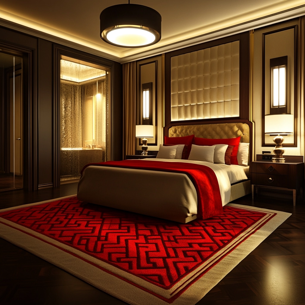red rug bedroom 52