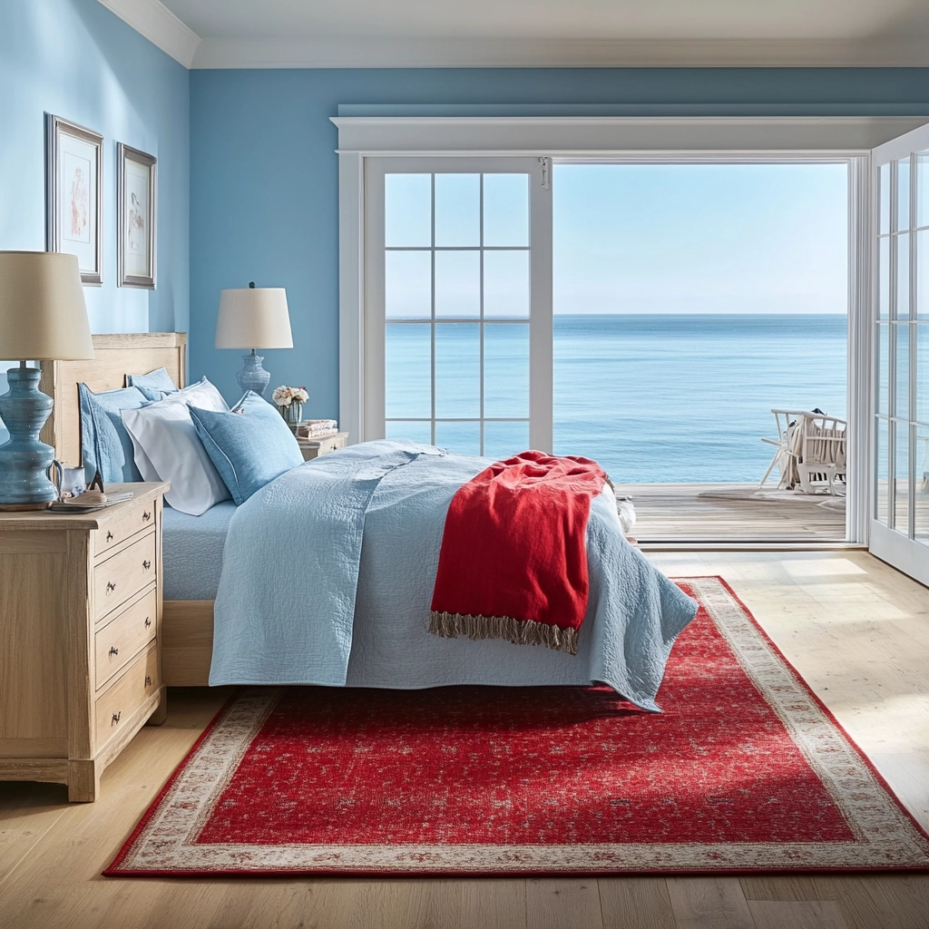 red rug bedroom 53