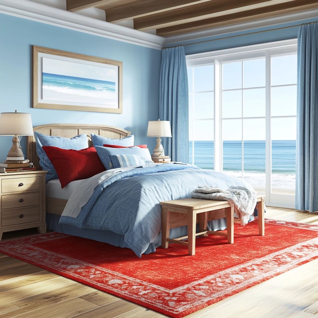 red rug bedroom 56